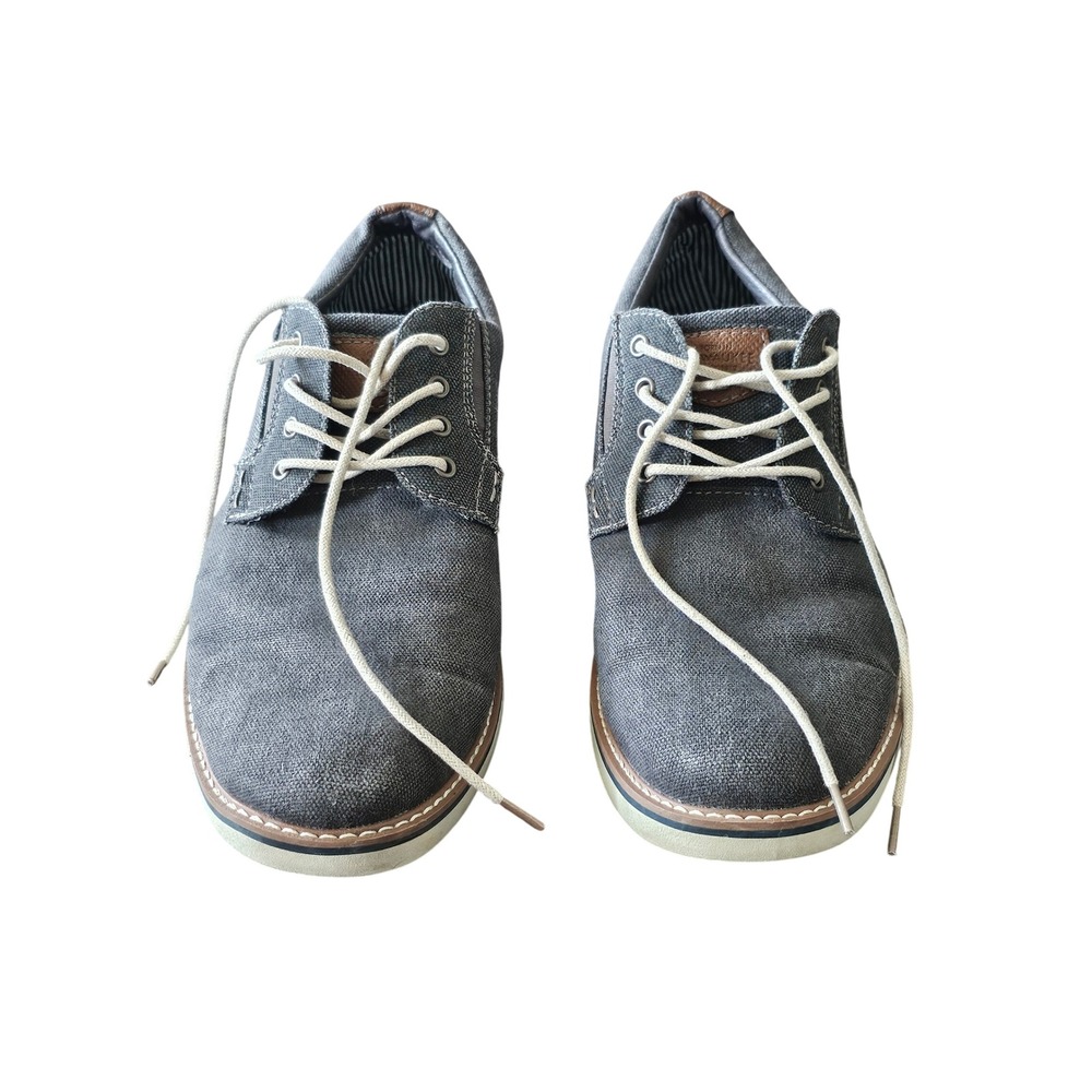 Nunn Bush Mens Oxford Shoes 11M Gray Canvas Faux Leather